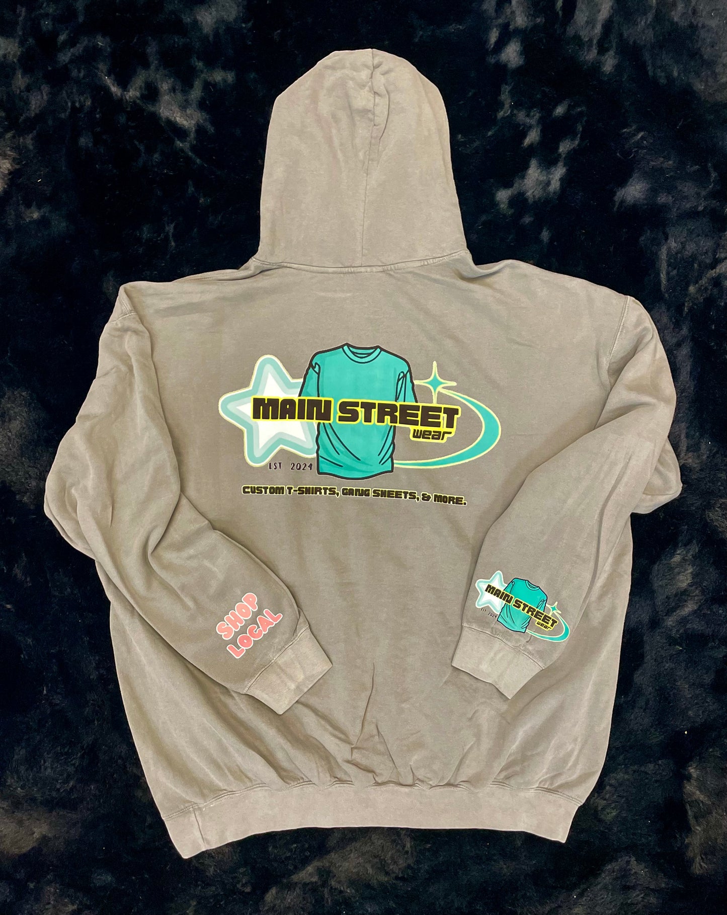 Comfort Colors (lightweight) hoodie with custom logos